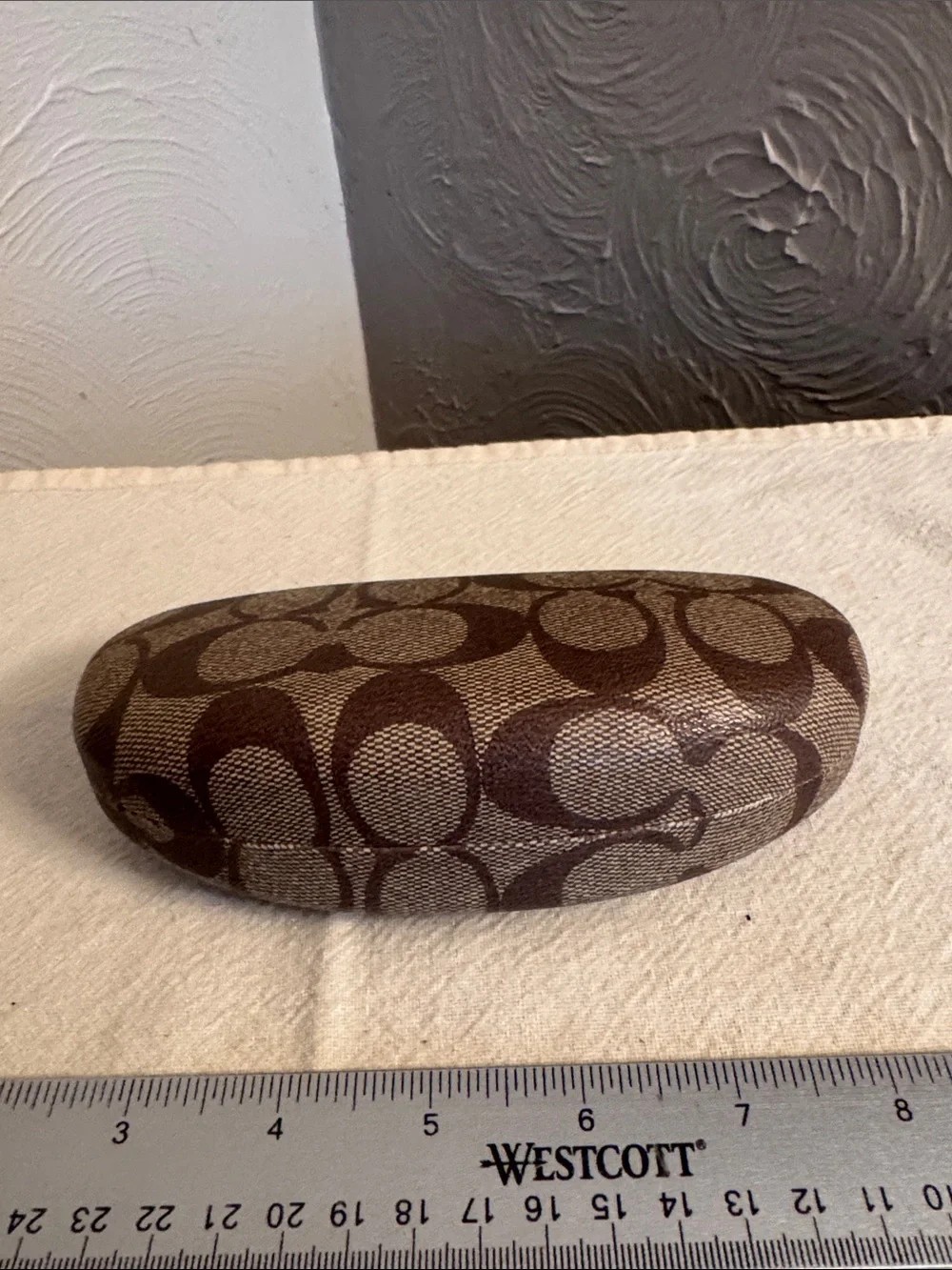 Coach Brown Signature Print Hard Eyeglass Case